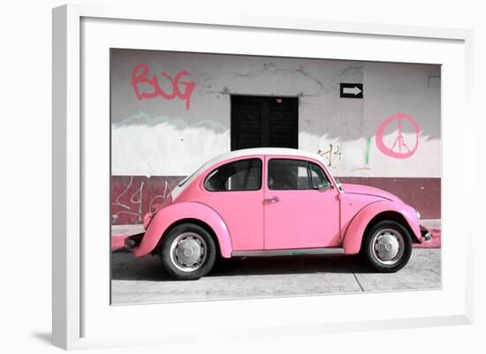 ¡Viva Mexico! Collection - VW Beetle Car and Light Pink Graffiti-Philippe Hugonnard-Framed Photographic Print