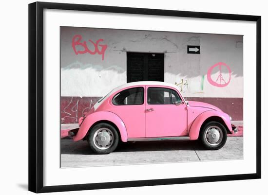 ¡Viva Mexico! Collection - VW Beetle Car and Light Pink Graffiti-Philippe Hugonnard-Framed Photographic Print