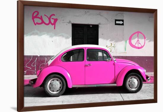 ¡Viva Mexico! Collection - VW Beetle Car and Pink Graffiti-Philippe Hugonnard-Framed Photographic Print