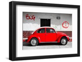 ¡Viva Mexico! Collection - VW Beetle Car and Red Graffiti-Philippe Hugonnard-Framed Photographic Print