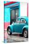 ¡Viva Mexico! Collection - VW Beetle Car and Turquoise Wall-Philippe Hugonnard-Stretched Canvas