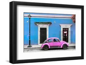 ¡Viva Mexico! Collection - VW Beetle Car - Blue & Hot Pink-Philippe Hugonnard-Framed Photographic Print