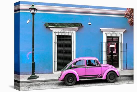 ¡Viva Mexico! Collection - VW Beetle Car - Blue & Hot Pink-Philippe Hugonnard-Stretched Canvas