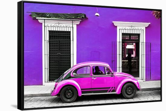 ¡Viva Mexico! Collection - VW Beetle - Purple & Deep Pink-Philippe Hugonnard-Framed Stretched Canvas