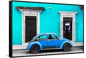 ¡Viva Mexico! Collection - VW Beetle - Turquoise & Blue-Philippe Hugonnard-Framed Stretched Canvas