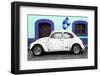 ¡Viva Mexico! Collection - White VW Beetle Car and Blue Graffiti-Philippe Hugonnard-Framed Photographic Print