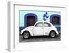 ¡Viva Mexico! Collection - White VW Beetle Car and Blue Graffiti-Philippe Hugonnard-Framed Photographic Print