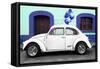 ¡Viva Mexico! Collection - White VW Beetle Car and Blue Graffiti-Philippe Hugonnard-Framed Stretched Canvas