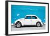 ¡Viva Mexico! Collection - White VW Beetle Car and Blue Street Wall-Philippe Hugonnard-Framed Photographic Print