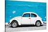 ¡Viva Mexico! Collection - White VW Beetle Car and Blue Street Wall-Philippe Hugonnard-Stretched Canvas