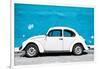 ¡Viva Mexico! Collection - White VW Beetle Car and Blue Street Wall-Philippe Hugonnard-Framed Photographic Print