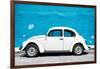 ¡Viva Mexico! Collection - White VW Beetle Car and Blue Street Wall-Philippe Hugonnard-Framed Photographic Print