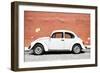 ¡Viva Mexico! Collection - White VW Beetle Car and Brown Street Wall-Philippe Hugonnard-Framed Premium Photographic Print