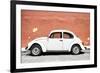 ¡Viva Mexico! Collection - White VW Beetle Car and Brown Street Wall-Philippe Hugonnard-Framed Photographic Print