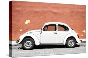 ¡Viva Mexico! Collection - White VW Beetle Car and Brown Street Wall-Philippe Hugonnard-Stretched Canvas