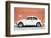 ¡Viva Mexico! Collection - White VW Beetle Car and Brown Street Wall-Philippe Hugonnard-Framed Photographic Print