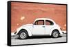 ¡Viva Mexico! Collection - White VW Beetle Car and Brown Street Wall-Philippe Hugonnard-Framed Stretched Canvas