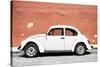 ¡Viva Mexico! Collection - White VW Beetle Car and Brown Street Wall-Philippe Hugonnard-Stretched Canvas