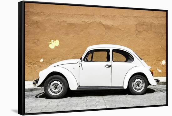 ¡Viva Mexico! Collection - White VW Beetle Car and Caramel Street Wall-Philippe Hugonnard-Framed Stretched Canvas