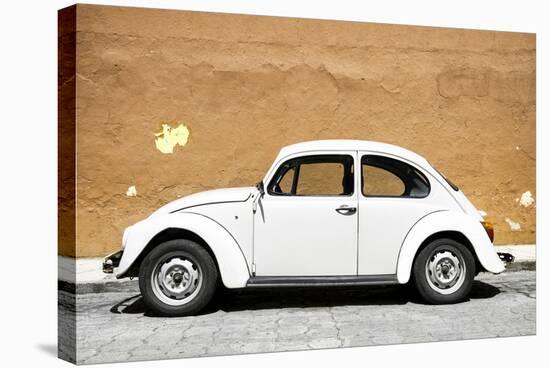 ¡Viva Mexico! Collection - White VW Beetle Car and Caramel Street Wall-Philippe Hugonnard-Stretched Canvas