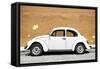 ¡Viva Mexico! Collection - White VW Beetle Car and Caramel Street Wall-Philippe Hugonnard-Framed Stretched Canvas