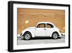 ¡Viva Mexico! Collection - White VW Beetle Car and Caramel Street Wall-Philippe Hugonnard-Framed Premium Photographic Print