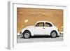 ¡Viva Mexico! Collection - White VW Beetle Car and Caramel Street Wall-Philippe Hugonnard-Framed Premium Photographic Print