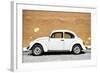 ¡Viva Mexico! Collection - White VW Beetle Car and Caramel Street Wall-Philippe Hugonnard-Framed Photographic Print