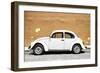 ¡Viva Mexico! Collection - White VW Beetle Car and Caramel Street Wall-Philippe Hugonnard-Framed Photographic Print