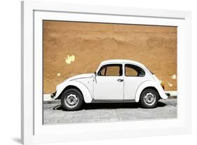 ¡Viva Mexico! Collection - White VW Beetle Car and Caramel Street Wall-Philippe Hugonnard-Framed Photographic Print