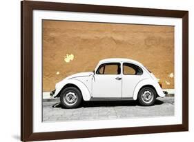 ¡Viva Mexico! Collection - White VW Beetle Car and Caramel Street Wall-Philippe Hugonnard-Framed Photographic Print