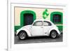 ¡Viva Mexico! Collection - White VW Beetle Car and Green Graffiti-Philippe Hugonnard-Framed Photographic Print