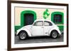 ¡Viva Mexico! Collection - White VW Beetle Car and Green Graffiti-Philippe Hugonnard-Framed Photographic Print