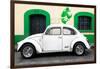 ¡Viva Mexico! Collection - White VW Beetle Car and Green Graffiti-Philippe Hugonnard-Framed Photographic Print