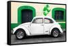 ¡Viva Mexico! Collection - White VW Beetle Car and Green Graffiti-Philippe Hugonnard-Framed Stretched Canvas