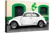 ¡Viva Mexico! Collection - White VW Beetle Car and Green Graffiti-Philippe Hugonnard-Stretched Canvas