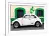¡Viva Mexico! Collection - White VW Beetle Car and Green Graffiti-Philippe Hugonnard-Framed Photographic Print