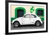 ¡Viva Mexico! Collection - White VW Beetle Car and Green Graffiti-Philippe Hugonnard-Framed Photographic Print