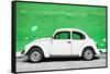 ?Viva Mexico! Collection - White VW Beetle Car and Green Street Wall-Philippe Hugonnard-Framed Stretched Canvas
