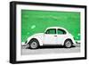 ?Viva Mexico! Collection - White VW Beetle Car and Green Street Wall-Philippe Hugonnard-Framed Photographic Print