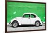 ?Viva Mexico! Collection - White VW Beetle Car and Green Street Wall-Philippe Hugonnard-Framed Photographic Print