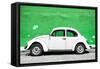 ?Viva Mexico! Collection - White VW Beetle Car and Green Street Wall-Philippe Hugonnard-Framed Stretched Canvas