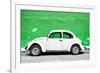 ?Viva Mexico! Collection - White VW Beetle Car and Green Street Wall-Philippe Hugonnard-Framed Photographic Print