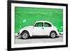 ?Viva Mexico! Collection - White VW Beetle Car and Green Street Wall-Philippe Hugonnard-Framed Photographic Print