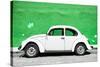 ?Viva Mexico! Collection - White VW Beetle Car and Green Street Wall-Philippe Hugonnard-Stretched Canvas