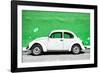 ?Viva Mexico! Collection - White VW Beetle Car and Green Street Wall-Philippe Hugonnard-Framed Photographic Print