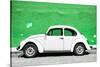 ?Viva Mexico! Collection - White VW Beetle Car and Green Street Wall-Philippe Hugonnard-Stretched Canvas
