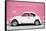 ¡Viva Mexico! Collection - White VW Beetle Car and Light Pink Street Wall-Philippe Hugonnard-Framed Stretched Canvas