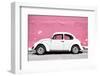 ¡Viva Mexico! Collection - White VW Beetle Car and Light Pink Street Wall-Philippe Hugonnard-Framed Photographic Print