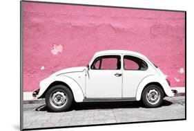¡Viva Mexico! Collection - White VW Beetle Car and Light Pink Street Wall-Philippe Hugonnard-Mounted Photographic Print